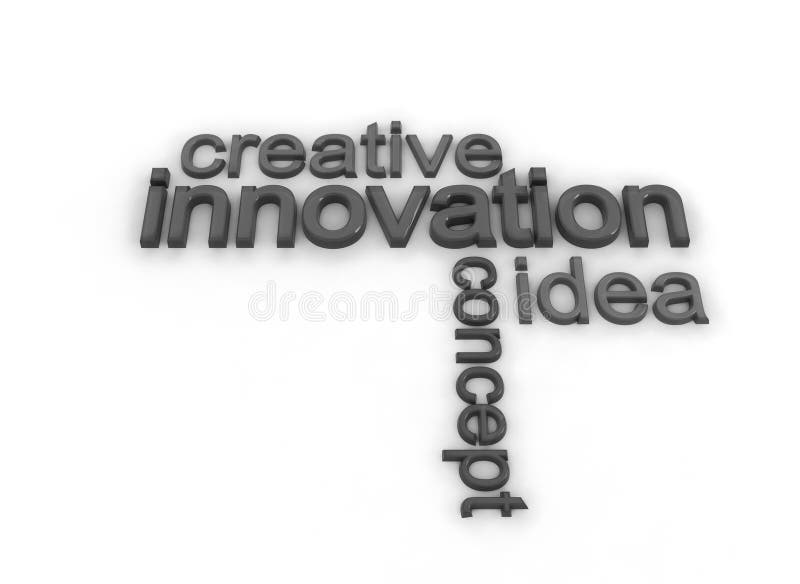 3d concept illustration of innovation creative text. 3d concept illustration of innovation creative text.