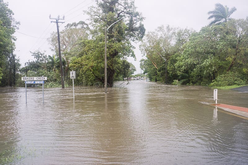 Inondations après le cyclone Debbie photo stock