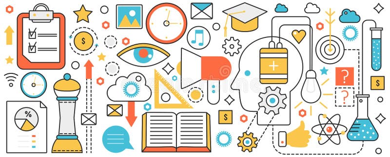 Inovație științifică abstractă și tehnologie educațională proces modern creativ de cercetare royalty free illustration