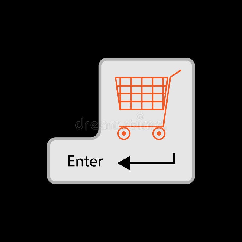 Input key with shopping cart image on black background stock illustration Input key with shopping cart image on black background stock illustration