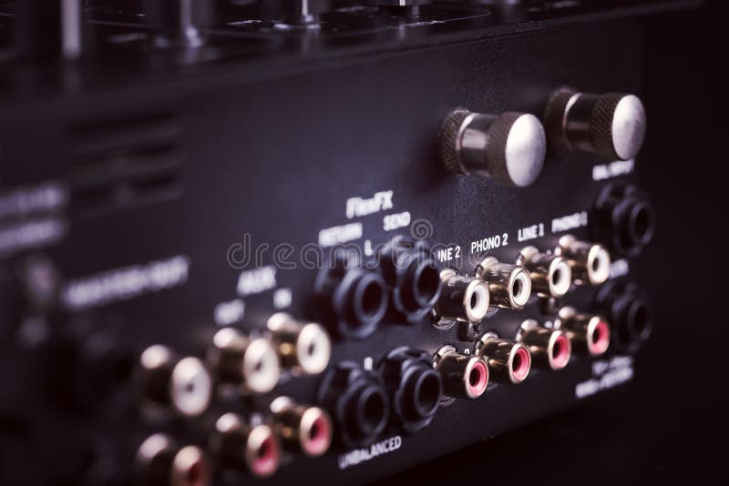 Inputs and Outputs on Back Panel of Dj Mixer Stock Photo Image of