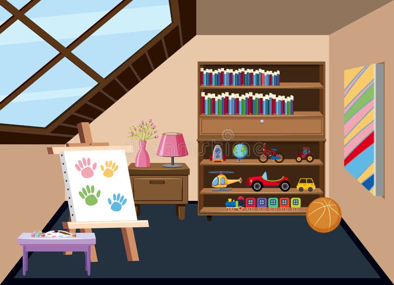 Inre av barns lekrum vektor illustrationer Inre av barns lekrum vektor illustrationer