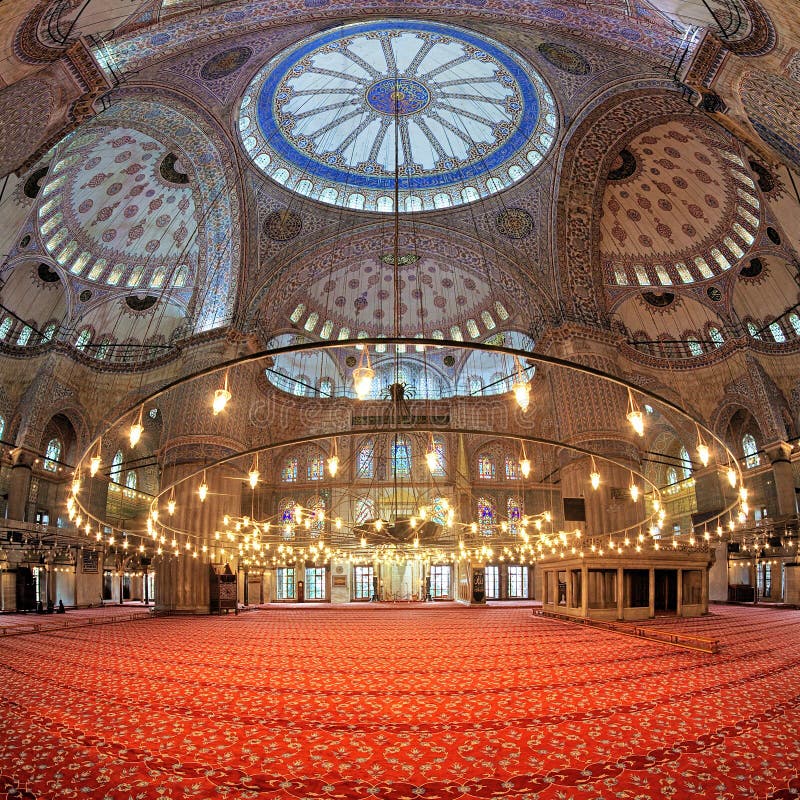 Inre av Sultan Ahmed Mosque i Istanbul, Turkiet royaltyfria foton Inre av Sultan Ahmed Mosque i Istanbul, Turkiet royaltyfria foton