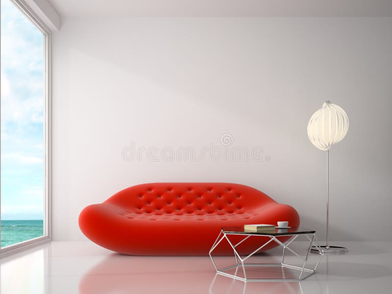 Inre av tolkningen för rum 3D för modern design arkivfoto Inre av tolkningen för rum 3D för modern design arkivfoto