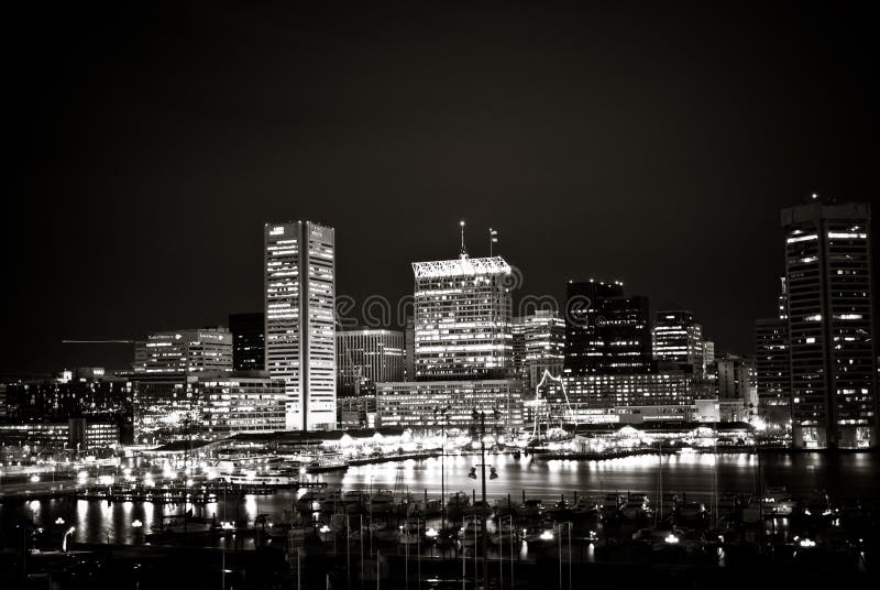 View of Baltimore's Inner Harbor and Financial District form atop Federal Hill at Night. View of Baltimore's Inner Harbor and Financial District form atop Federal Hill at Night.