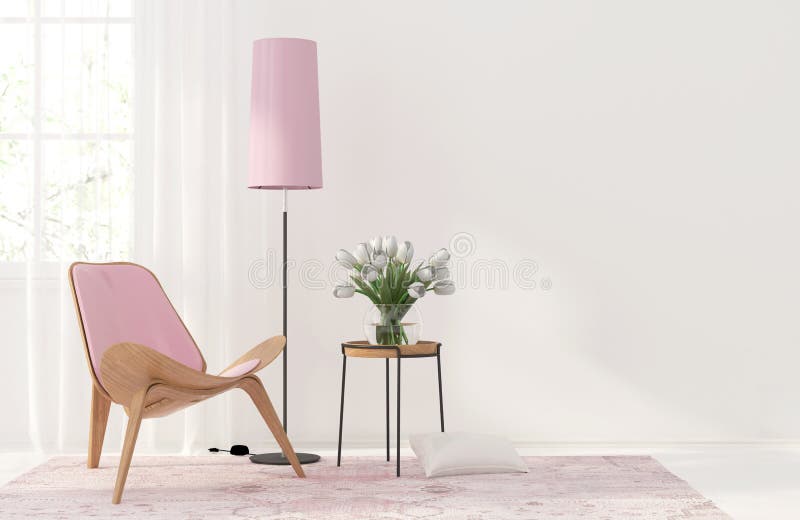 Inre med ett ljus - rosa möblemang vektor illustrationer