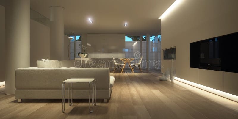 Inre minimalist nattwhite royaltyfri illustrationer