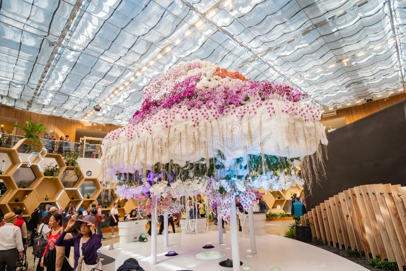 Inre sikt av blomningpaviljongen av den Taichung v?rlden Flora Exposition arkivfoto Inre sikt av blomningpaviljongen av den Taichung v?rlden Flora Exposition arkivfoto