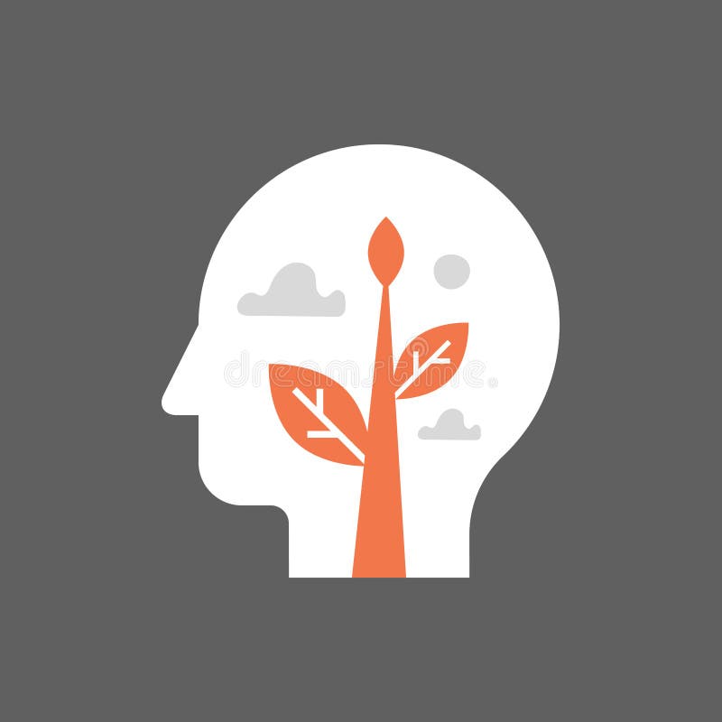 Inre stycke, självtillväxt, potentiell utveckling, mental hälsa, positiv mindset, uppmärksam livsstil, meditationövning vektor illustrationer