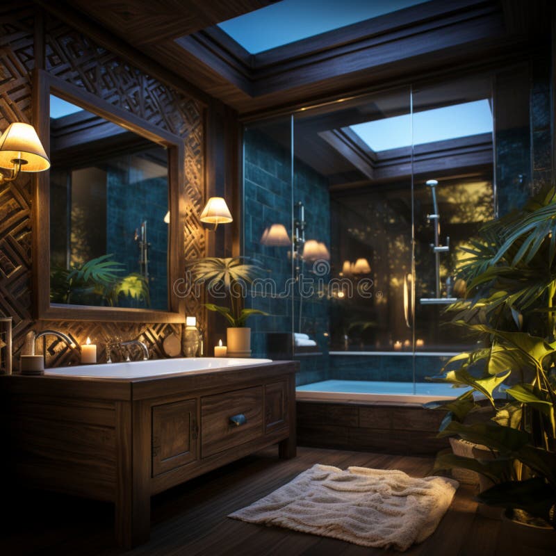 Inredningsdesign för elegant badrumsluxury badtub romantisk atmosfär vektor illustrationer