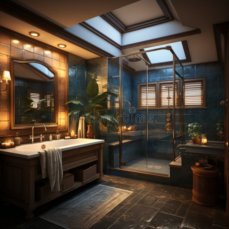 Inredningsdesign för elegant badrumsluxury badtub romantisk atmosfär vektor illustrationer