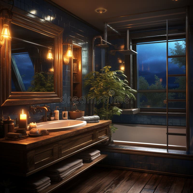 Inredningsdesign för elegant badrumsluxury badtub romantisk atmosfär vektor illustrationer
