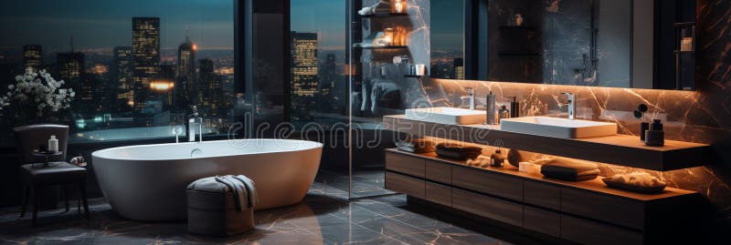 Inredningsdesign för elegant badrumsluxury badtub romantisk atmosfär vektor illustrationer