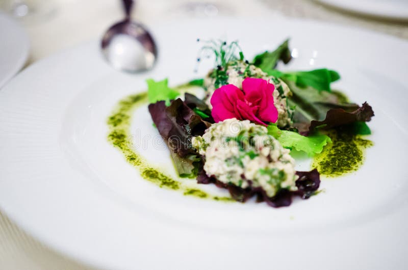 Insalata del cervello con i verdi misti fotografia stock Insalata del cervello con i verdi misti fotografia stock