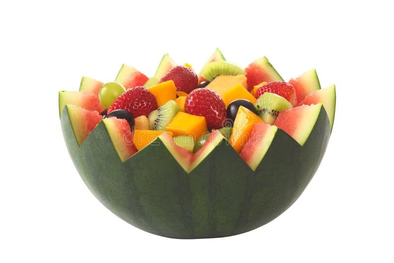 Insalata di frutta in ciotola del melone fotografia stock libera da diritti Insalata di frutta in ciotola del melone fotografia stock libera da diritti