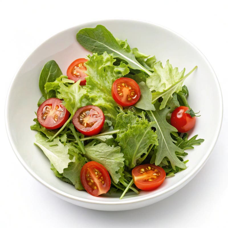 Insalata di giardino fresca con verdure e ciliegie isolate su fondo trasparente illustrazione di stock