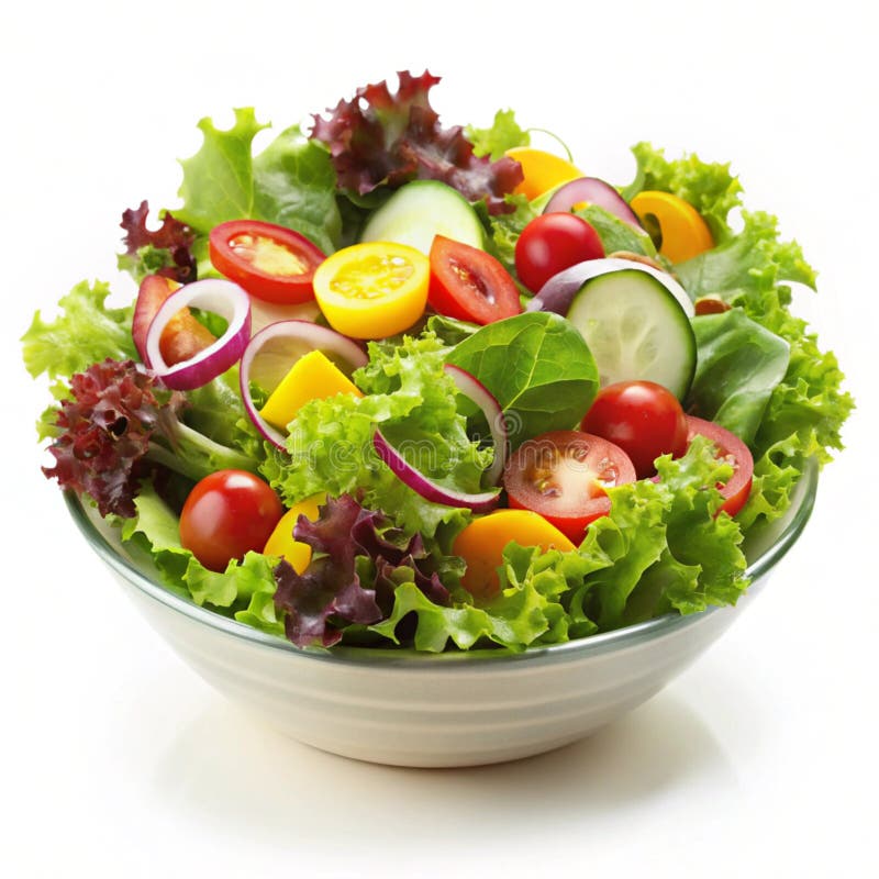 Insalata fresca di giardino isolata in fondo bianco illustrazione di stock