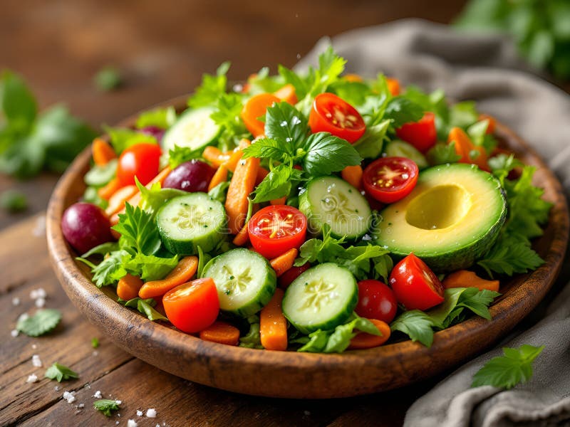 Insalata fresca di orto con avocado e verdure illustrazione di stock