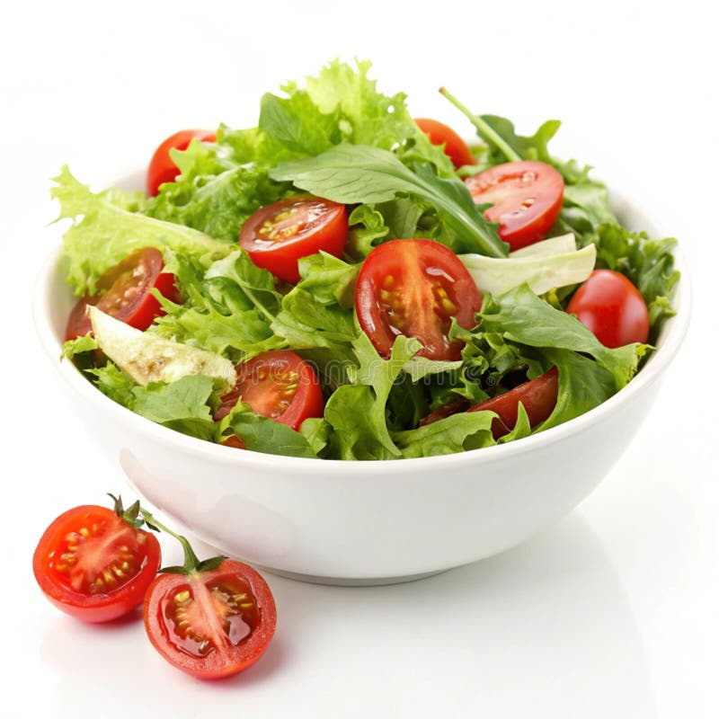 Insalata fresca di orto con pomodori ciliegia e verdure su fondo trasparente royalty illustrazione gratis