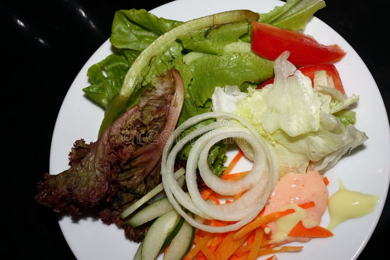 Insalate di verdure dalle carote, dal cavolo, dalle cipolle e da altre verdure immagini stock Insalate di verdure dalle carote, dal cavolo, dalle cipolle e da altre verdure immagini stock