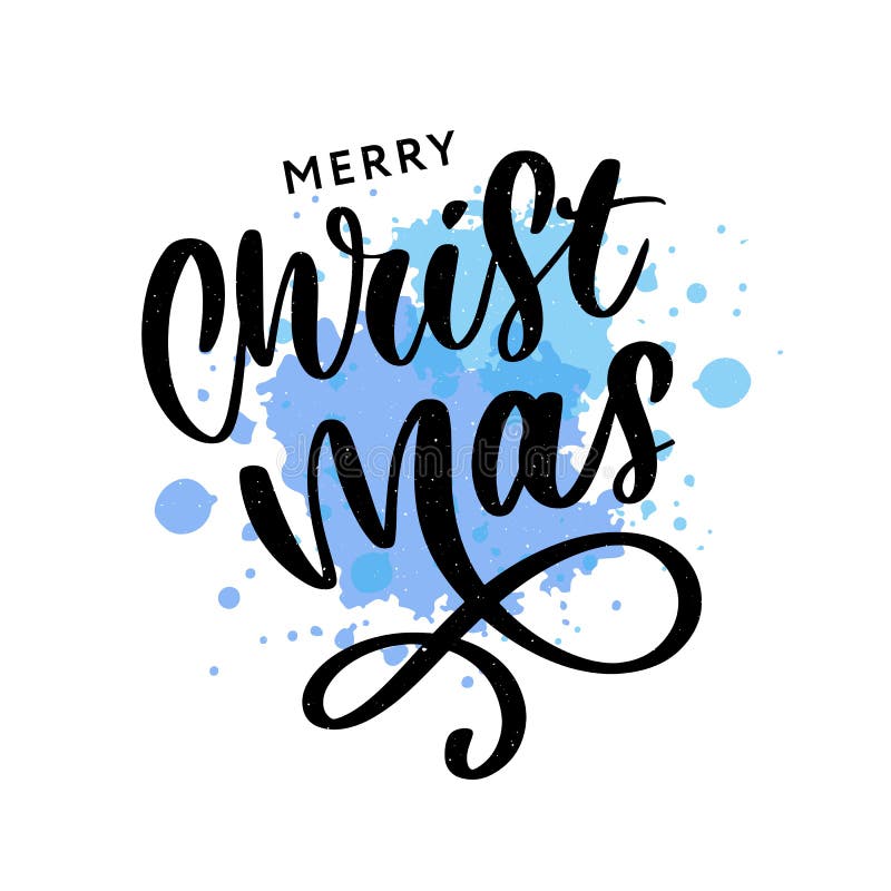 Inscripci?n caligr?fica de la Feliz Navidad adornada con las estrellas y las gotas de oro ilustración del vector Inscripci?n caligr?fica de la Feliz Navidad adornada con las estrellas y las gotas de oro ilustración del vector