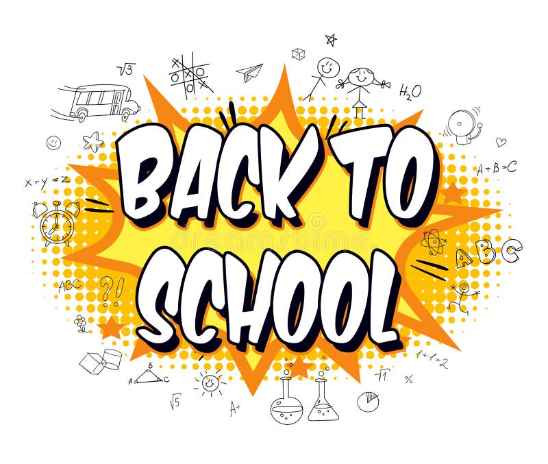 Inscription Back to school. Explosion with comic style royalty free illustration Inscription Back to school. Explosion with comic style royalty free illustration