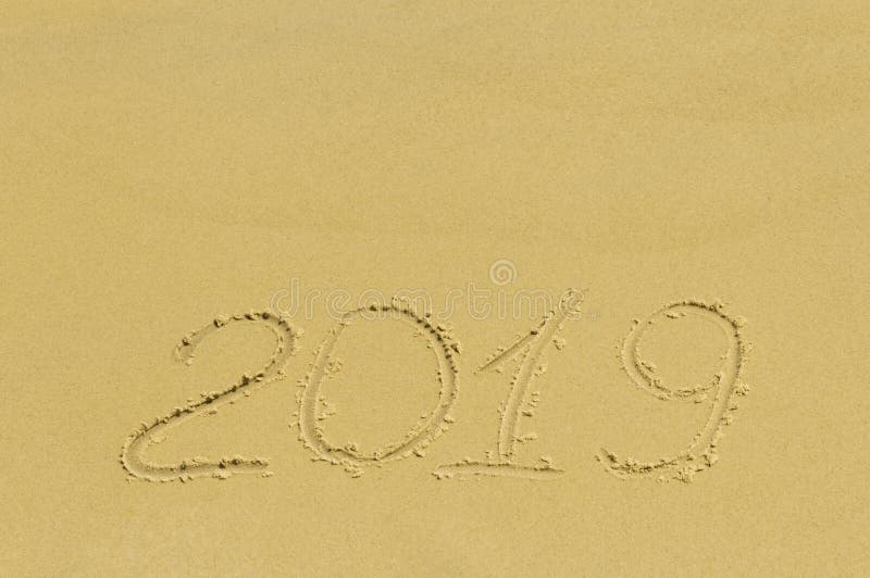 The inscription on the sand 2019 stock images