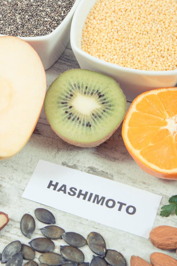 Inscription Hashimoto with Products and Ingredients As Source Vitamins