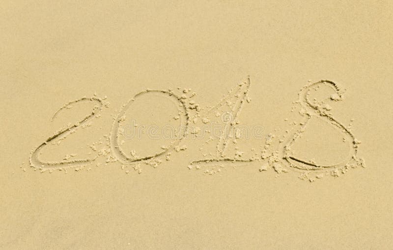 2018 the inscription on sand sunny beach stock photo