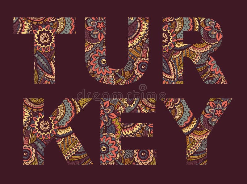 Inscription TURKEY in the style of abstract hand drawing royalty free illustration Inscription TURKEY in the style of abstract hand drawing royalty free illustration