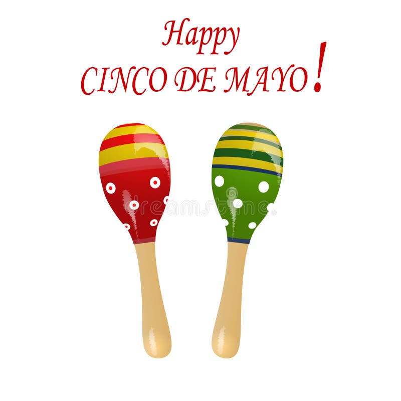 Inscripția fericitului cinco de mayo. maracas. ilustrare vector illustration