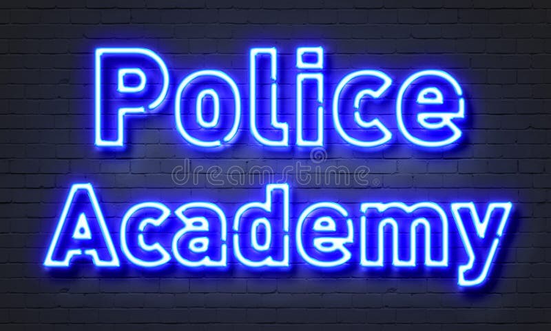 Insegna al neon dell'Accademia di Polizia
