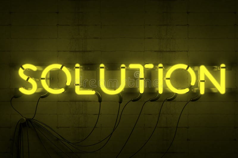 Insegna al neon della soluzione fotografia stock libera da diritti Insegna al neon della soluzione fotografia stock libera da diritti