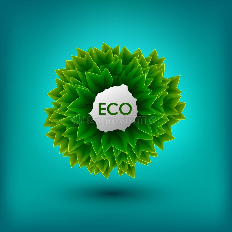 Insegna amichevole di Eco Concetto di ecologia con le foglie verdi Vettore i illustrazione vettoriale Insegna amichevole di Eco Concetto di ecologia con le foglie verdi Vettore i illustrazione vettoriale