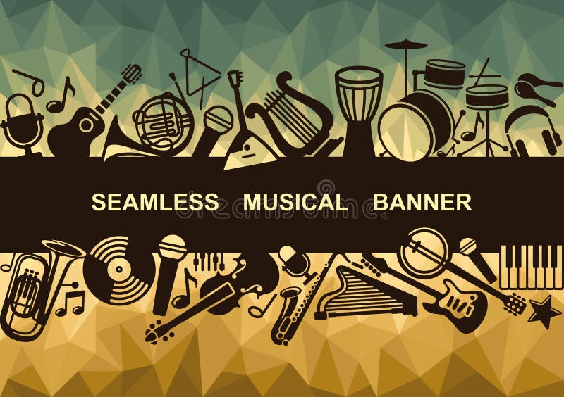 Insegna con gli strumenti musicali illustrazione vettoriale