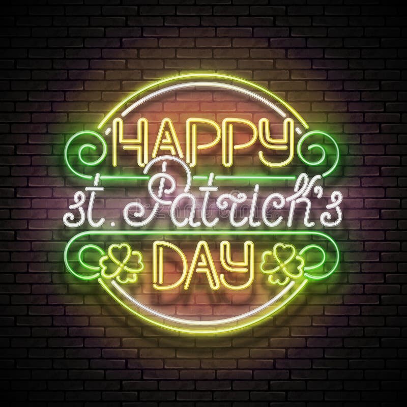 Insegna d'annata di incandescenza di giorno del ` s di St Patrick royalty illustrazione gratis Insegna d'annata di incandescenza di giorno del ` s di St Patrick royalty illustrazione gratis