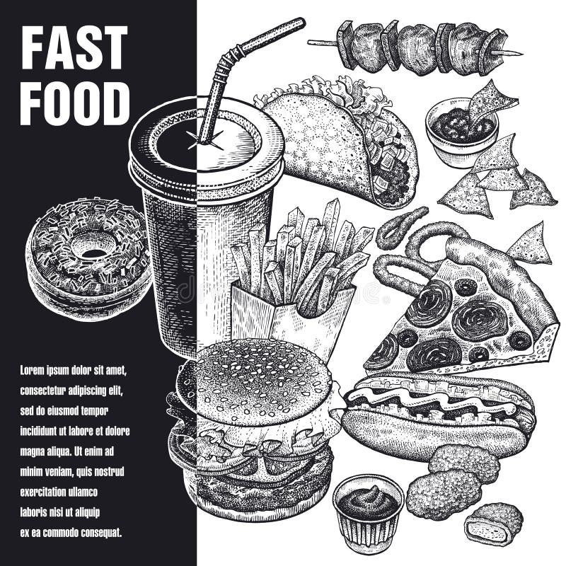 Insegna degli alimenti a rapida preparazione illustrazione vettoriale