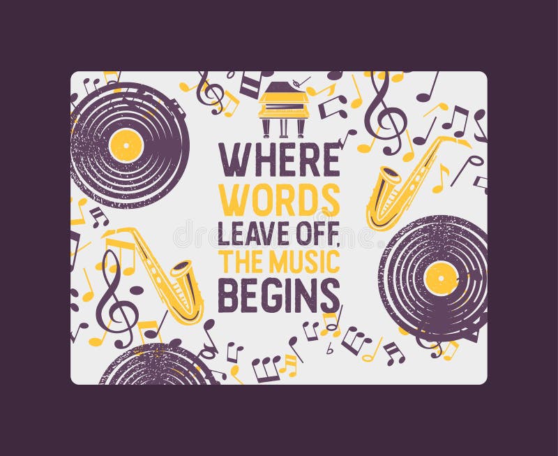 Insegna degli strumenti musicali, illustrazione di vettore del manifesto Concetto di musica con il disco di vinile, sassofono Gio royalty illustrazione gratis