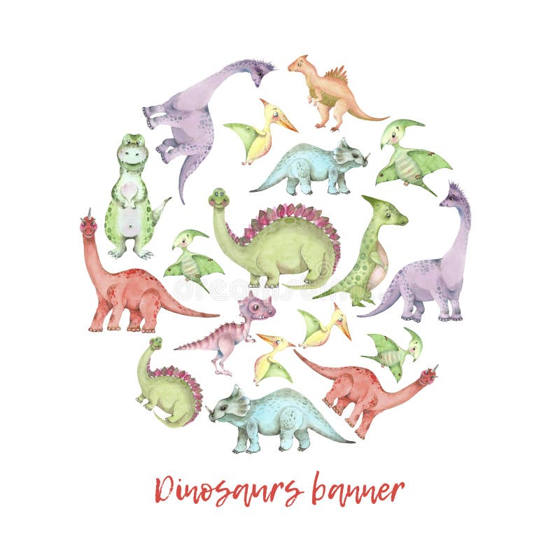 Insegna dei dinosauri dell'acquerello royalty illustrazione gratis Insegna dei dinosauri dell'acquerello royalty illustrazione gratis