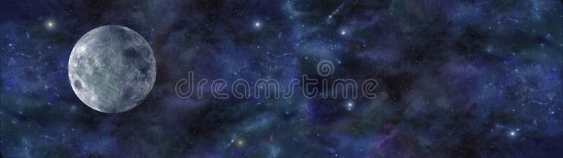 Insegna dello spazio profondo della luna blu royalty illustrazione gratis Insegna dello spazio profondo della luna blu royalty illustrazione gratis
