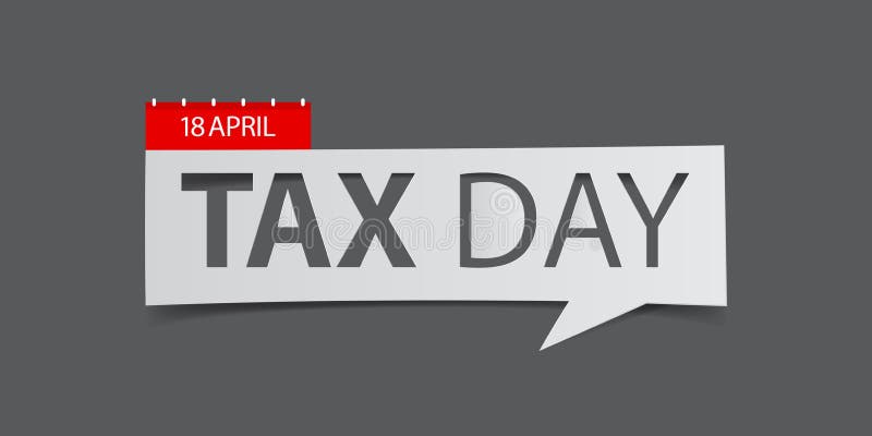 Insegna di 18 April Tax Day su fondo grigio Modello di progettazione dell'insegna nello stile di carta di arte di taglio