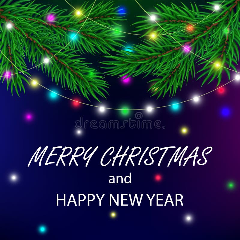 Insegna di Buon Natale di vettore con i pini illustrazione vettoriale Insegna di Buon Natale di vettore con i pini illustrazione vettoriale