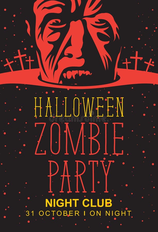 Insegna di Halloween con lo zombie, la luna e la tomba illustrazione di stock Insegna di Halloween con lo zombie, la luna e la tomba illustrazione di stock
