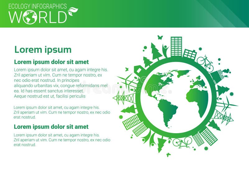 Insegna di Infographics di ecologia di energia di verde di protezione dell'ambiente del mondo con lo spazio della copia
