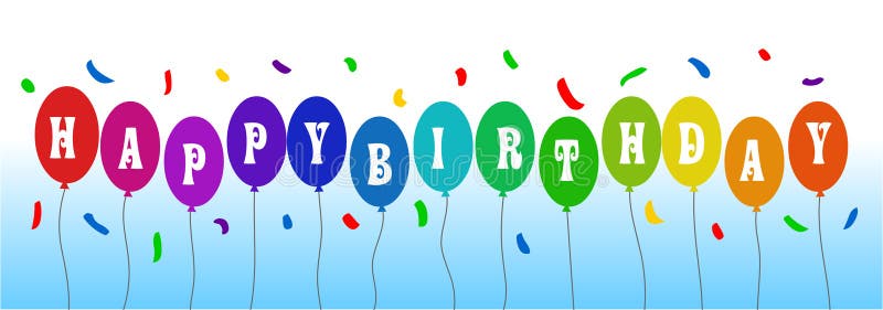 Insegna di vettore di buon compleanno, intestazione Aerostato di buon compleanno royalty illustrazione gratis