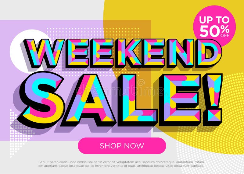 Insegna di vettore di vendita di fine settimana Offerta speciale variopinta luminosa illustrazione di stock Insegna di vettore di vendita di fine settimana Offerta speciale variopinta luminosa illustrazione di stock
