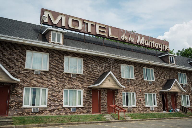 Travel photograph of motel de la Montagne vintage sign Saint-Pascal Québec Canada. Travel photograph of motel de la Montagne vintage sign Saint-Pascal Québec Canada