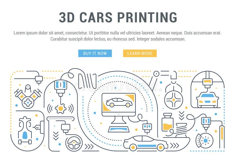 Insegna lineare di stampa delle automobili 3D illustrazione di stock Insegna lineare di stampa delle automobili 3D illustrazione di stock
