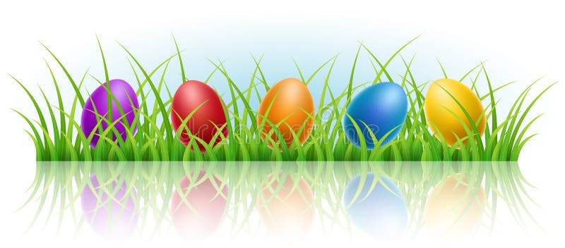 Insegna orizzontale con le uova di Pasqua in erba royalty illustrazione gratis