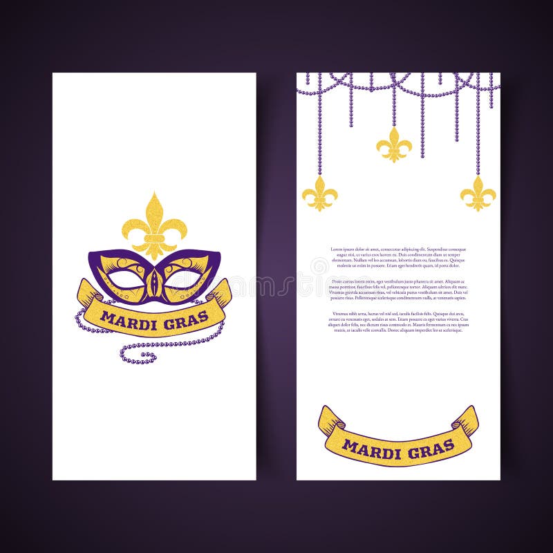 Insegne decorative di Mardi Gras con la maschera di carnevale, il simbolo tradizionale e le perle, illustrazione di vettore royalty illustrazione gratis Insegne decorative di Mardi Gras con la maschera di carnevale, il simbolo tradizionale e le perle, illustrazione di vettore royalty illustrazione gratis